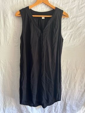 Coastal Grandma Old Navy Black Mini Dress - Textured Gauze Tie-Front